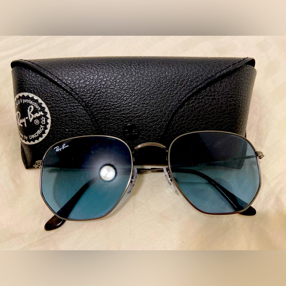 Blue hexagonal ray bans